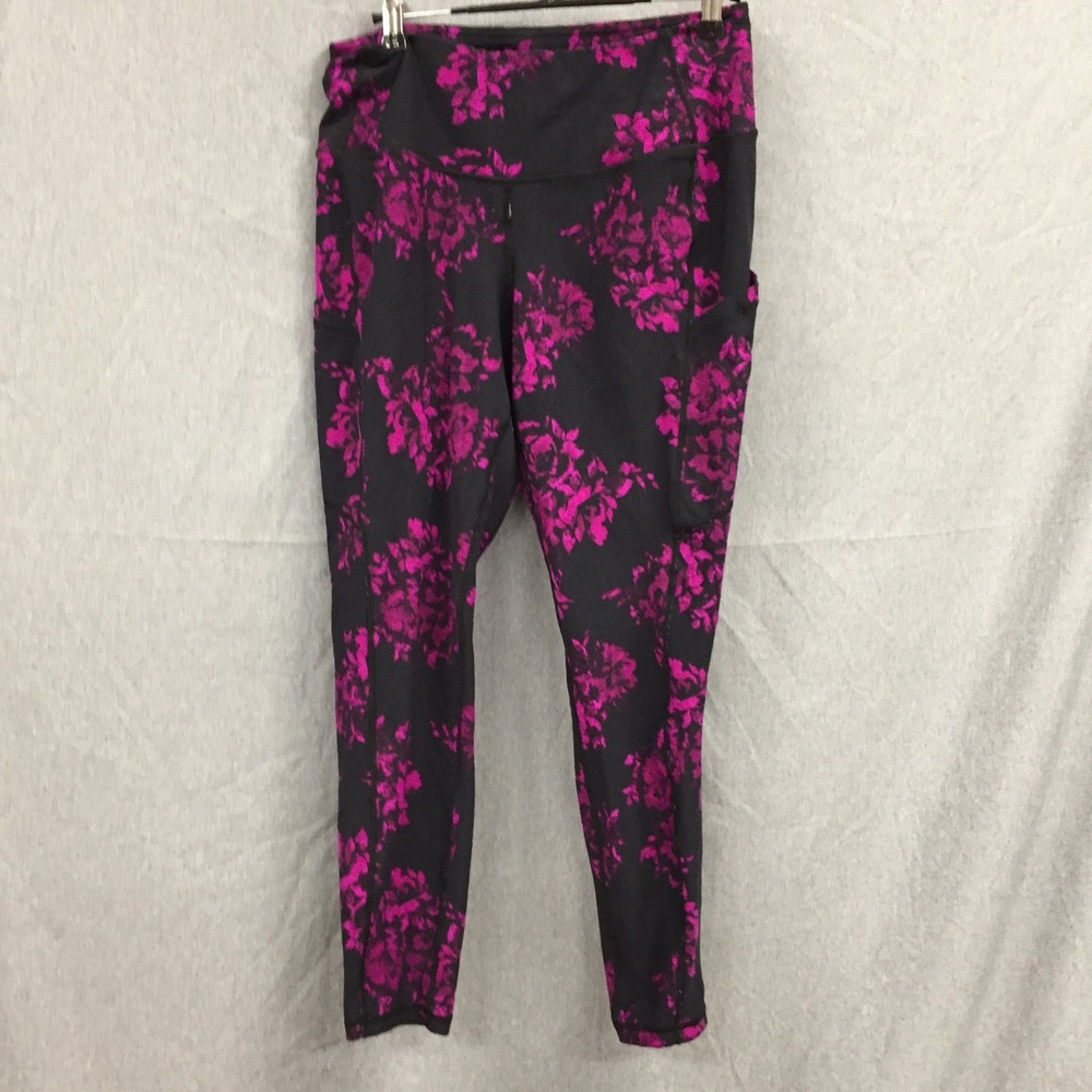 Torrid Active Floral Sports Bra and Leggings Set Purple Black Plus Size 0 00